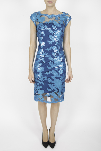 Adrianna Papell blue sequin dress