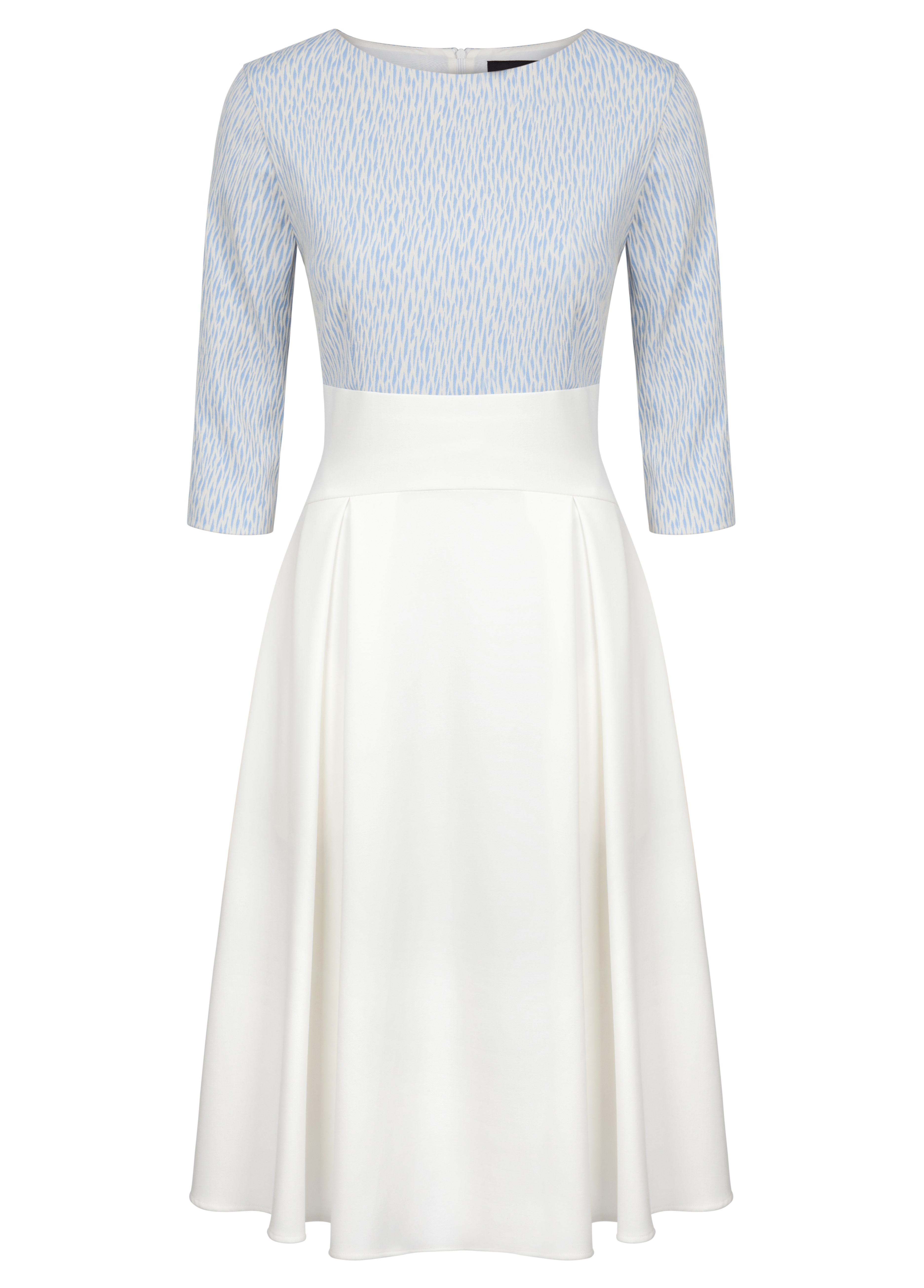 Fee G Ivory and Blue Jaquard Dress