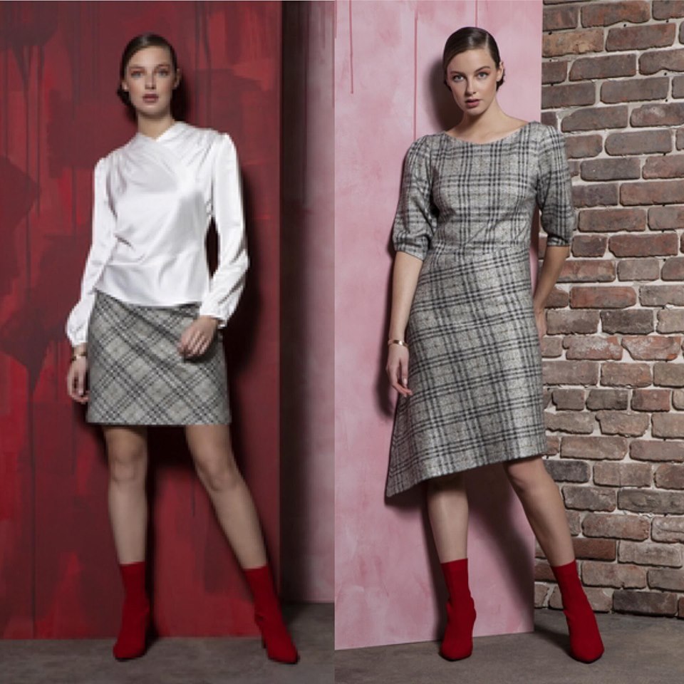 Caroline Kilkenny Chloe tweed dress, Caroline Kilkenny Maggie Skirt