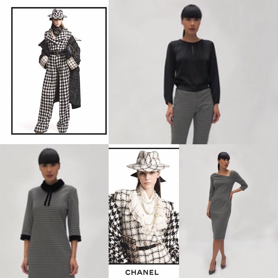 Fee G houndstoot  Wraparound Dress, Fee G shift dress, Fee G cigarette leg trousers