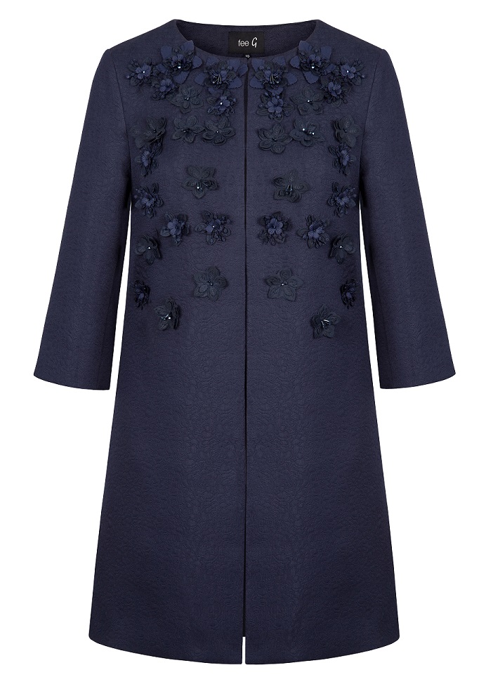 Fee G Embellished Navy Coat 