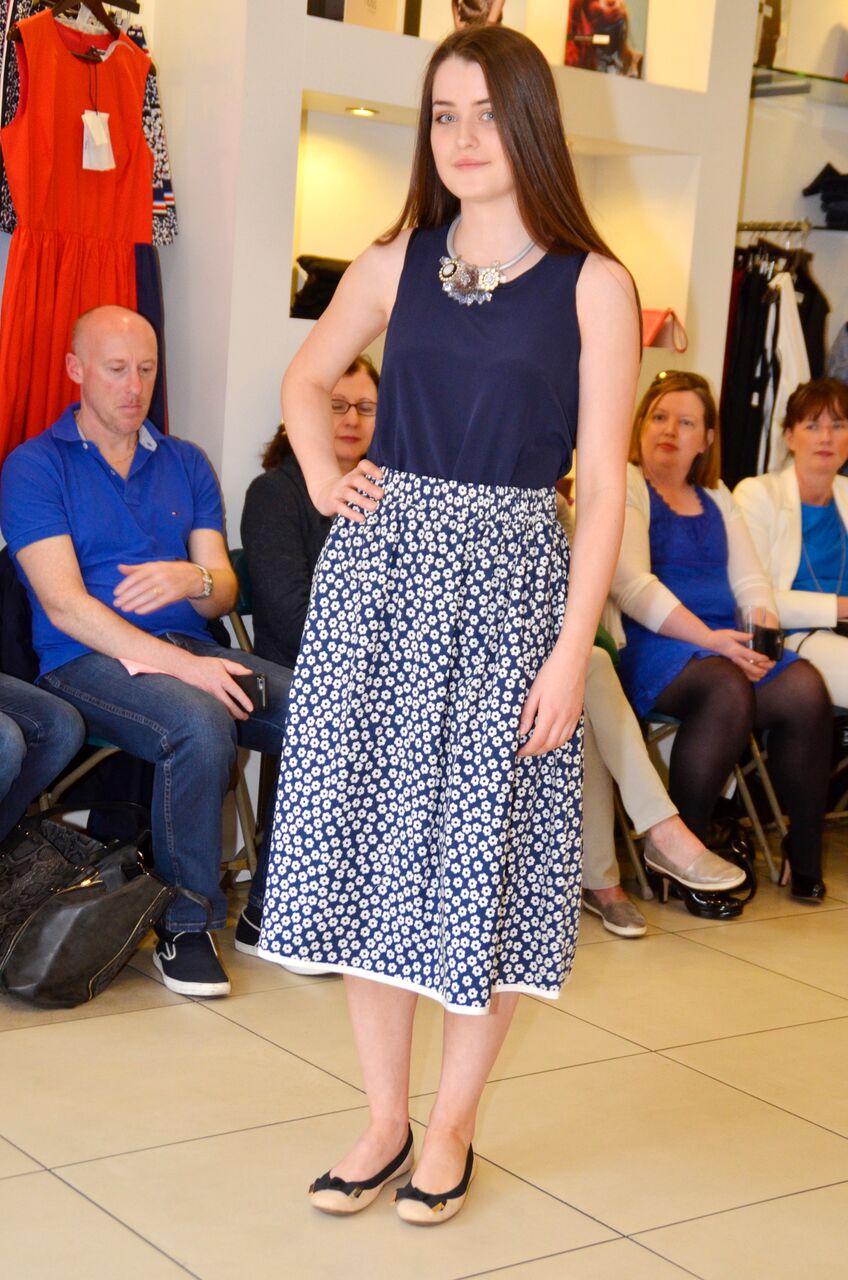 Orla Kiely Floral Navy Midi Length Skirt